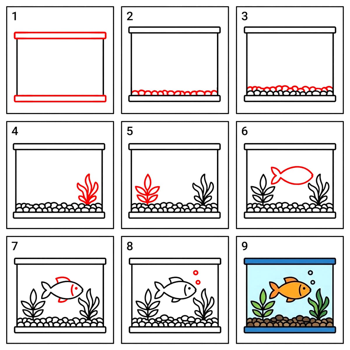 Aquarium Ozean zeichnen ideen