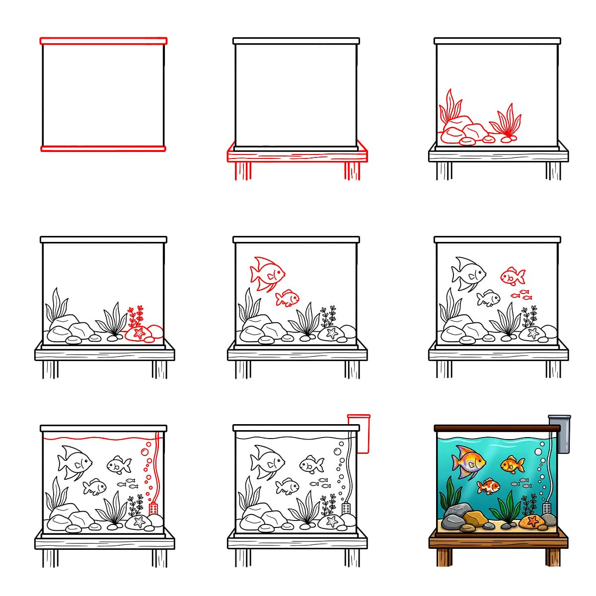 Aquarium Pflanzen zeichnen ideen