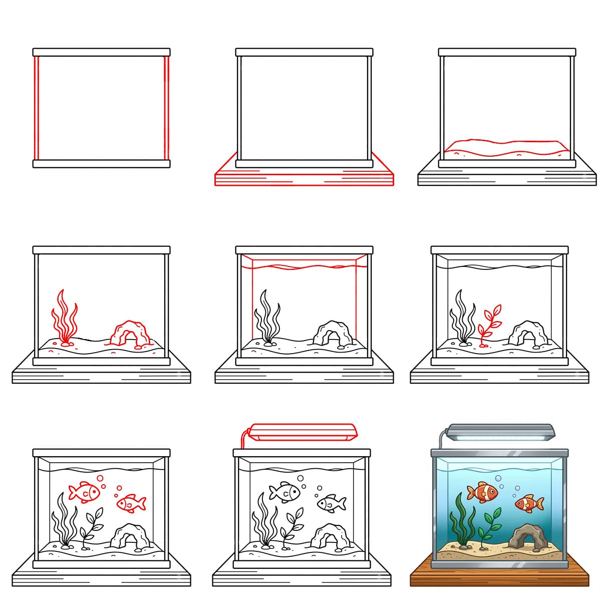 Aquarium Schloss zeichnen ideen