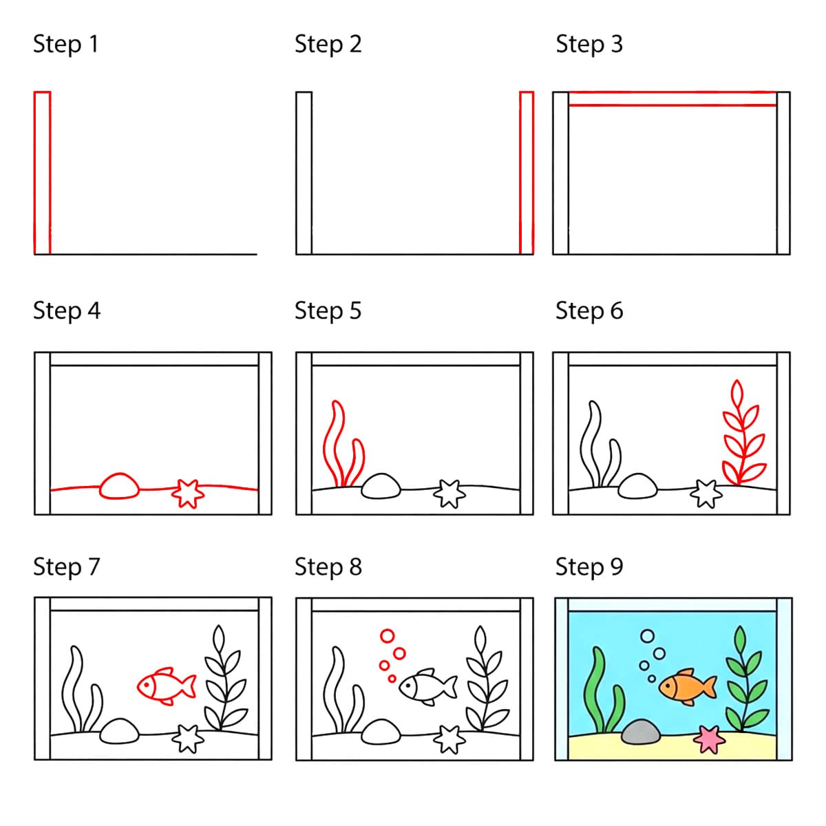 Aquarium Szene zeichnen ideen