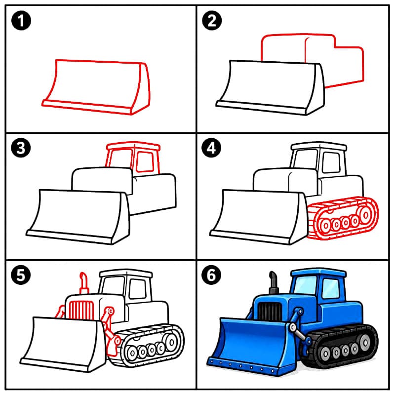 Blauer Bulldozer zeichnen ideen