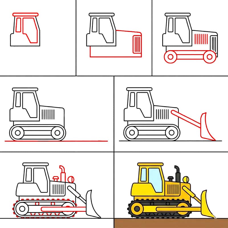 Bulldozer Fahrzeug zeichnen ideen