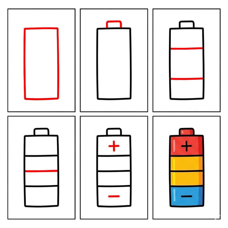 Bunte Batterie zeichnen ideen