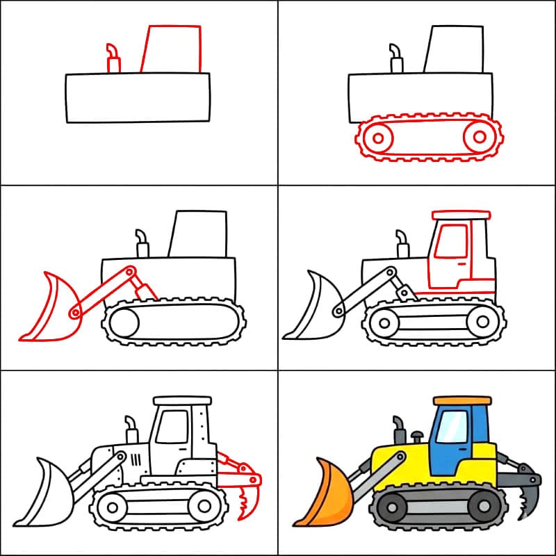Bunter Bulldozer zeichnen ideen