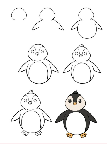 Ein niedlicher Pinguin zeichnen ideen