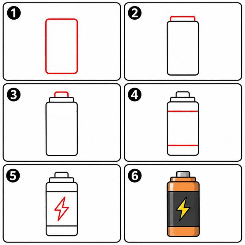Einfache Batterie zeichnen ideen