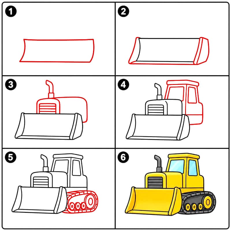 Einfacher Bulldozer zeichnen ideen