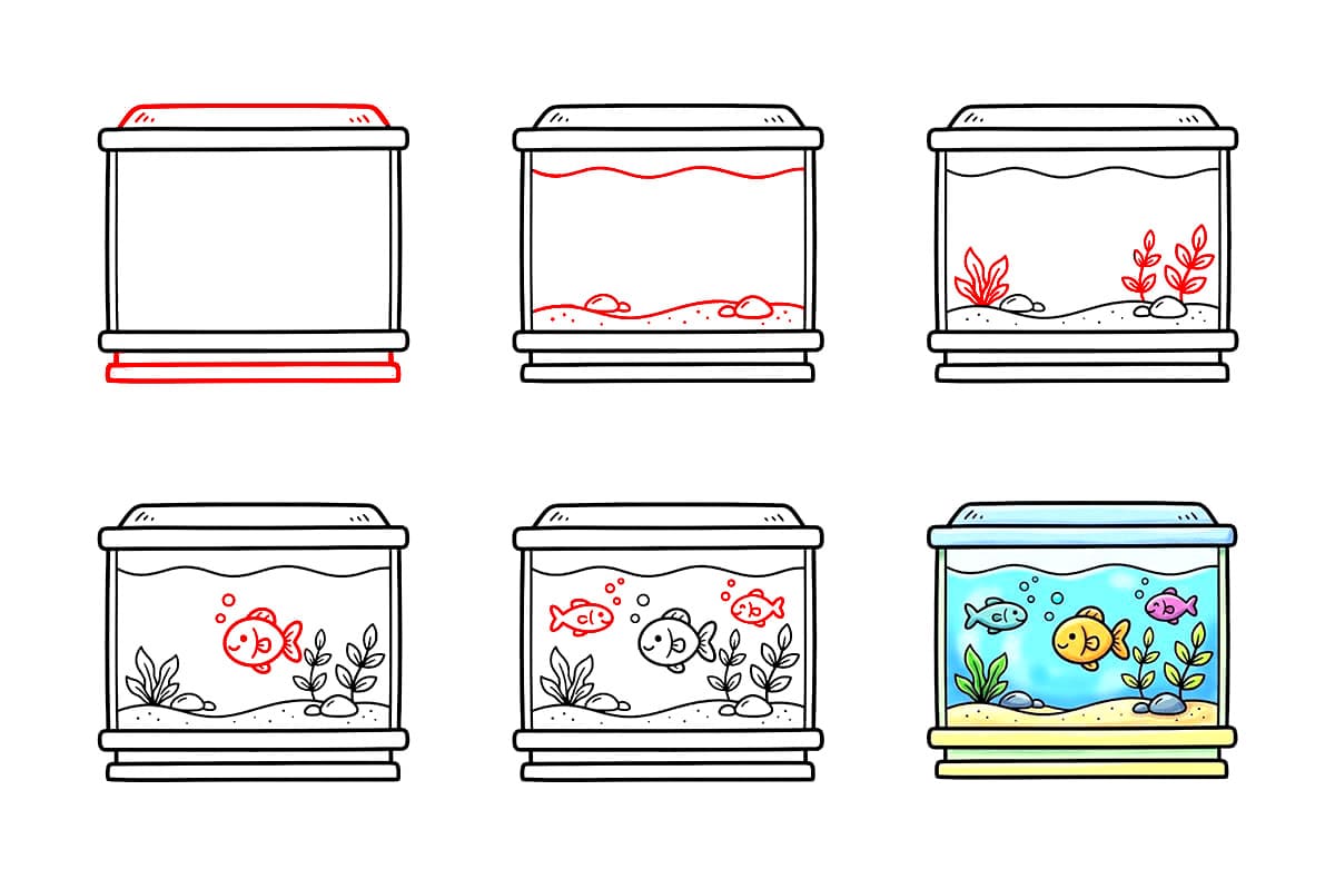 Einfaches Aquarium zeichnen ideen