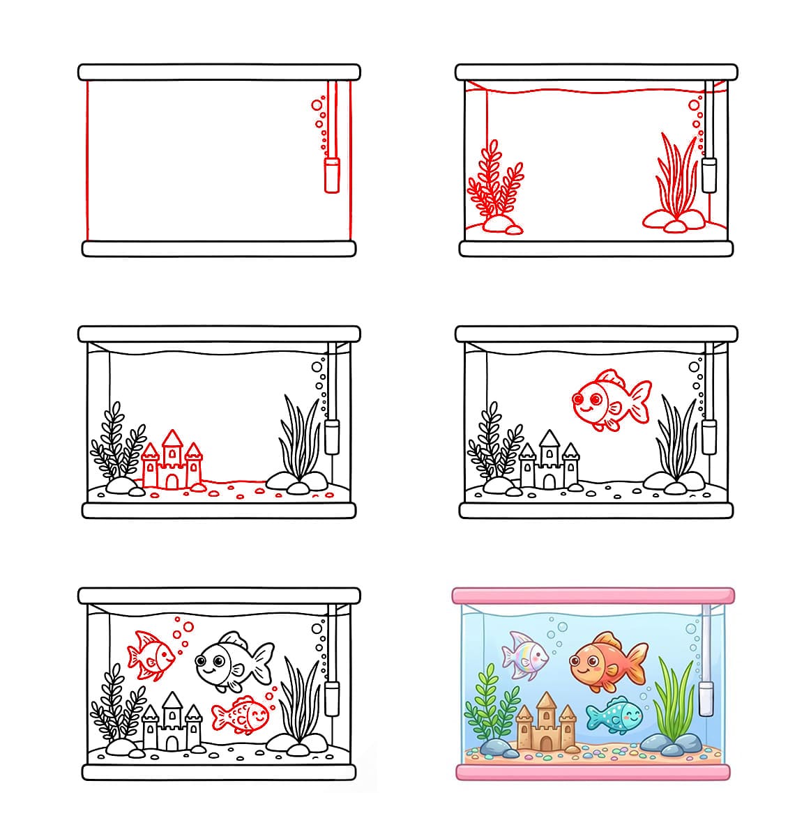 Fisch Aquarium zeichnen ideen