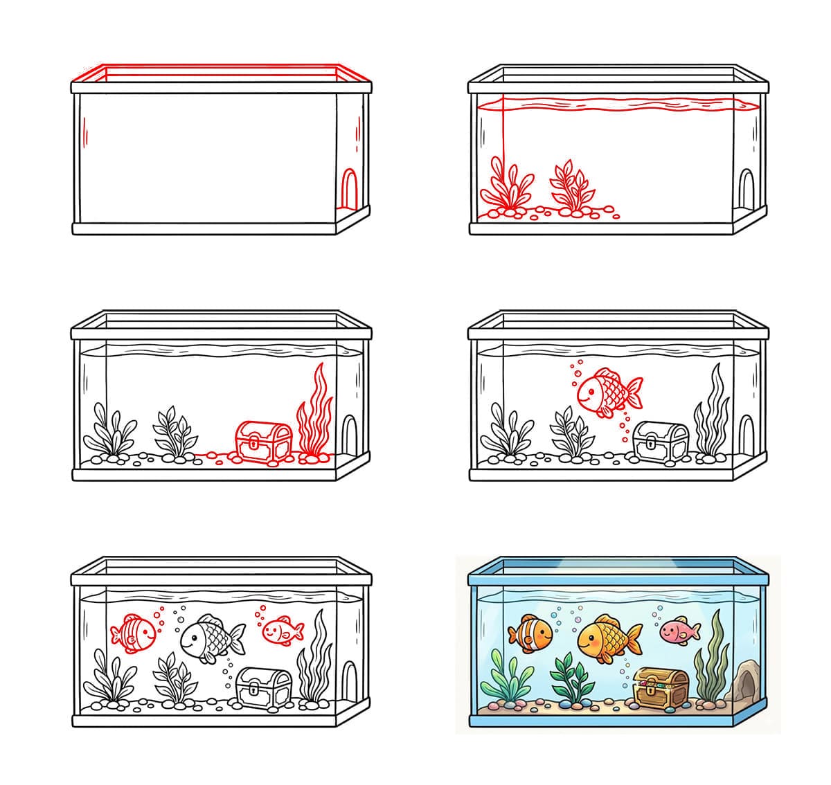 Fische im Aquarium zeichnen ideen