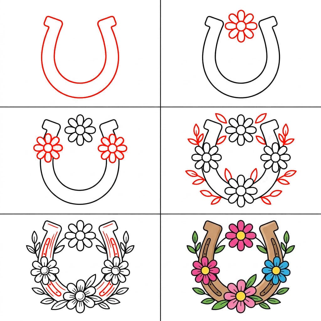 Hufeisen mit Blumenmuster zeichnen ideen