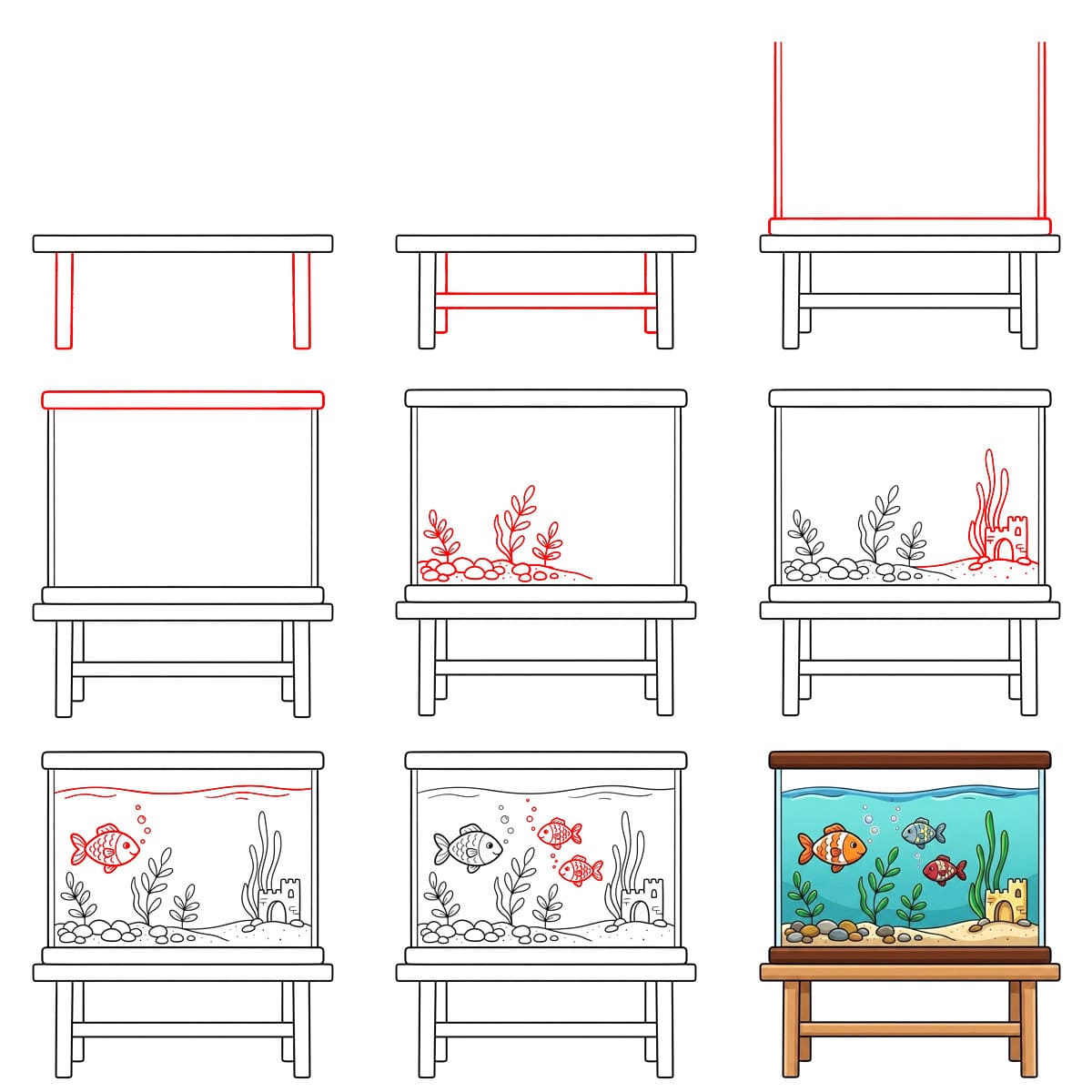 Kostenloses Aquarium zeichnen ideen