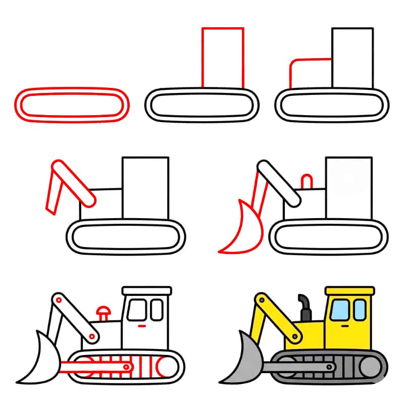 Minimalistischer Bulldozer zeichnen ideen