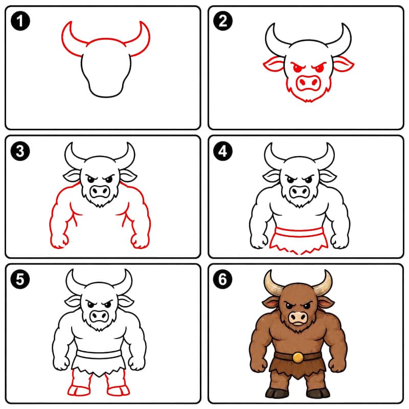 Mythologischer Minotaurus zeichnen ideen