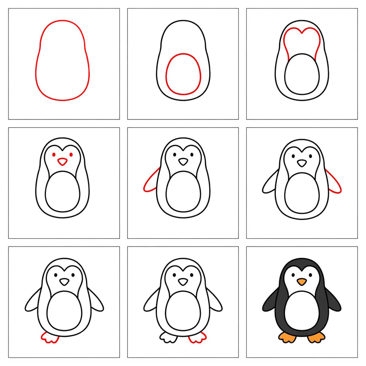 Pinguin beim Essen zeichnen ideen