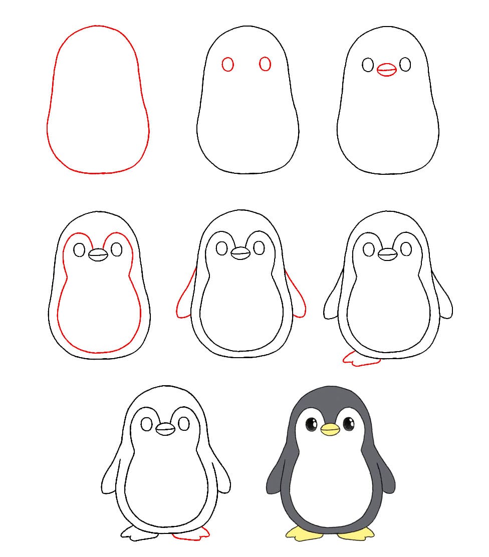 Pinguin frei zeichnen ideen