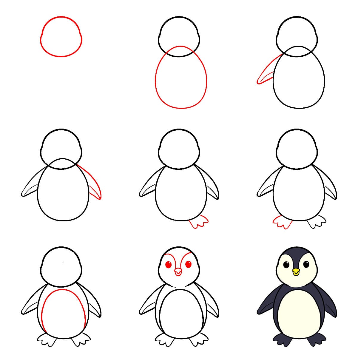 Pinguin steht zeichnen ideen