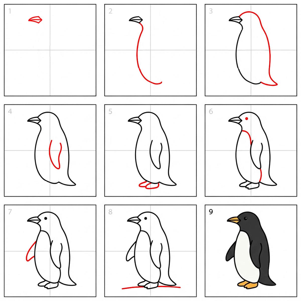 Pinguin von der Seite zeichnen ideen