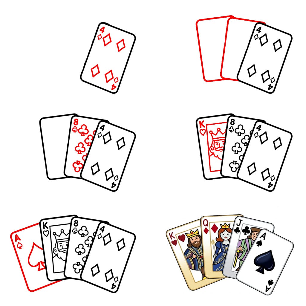 Spielkarten Bild zeichnen ideen