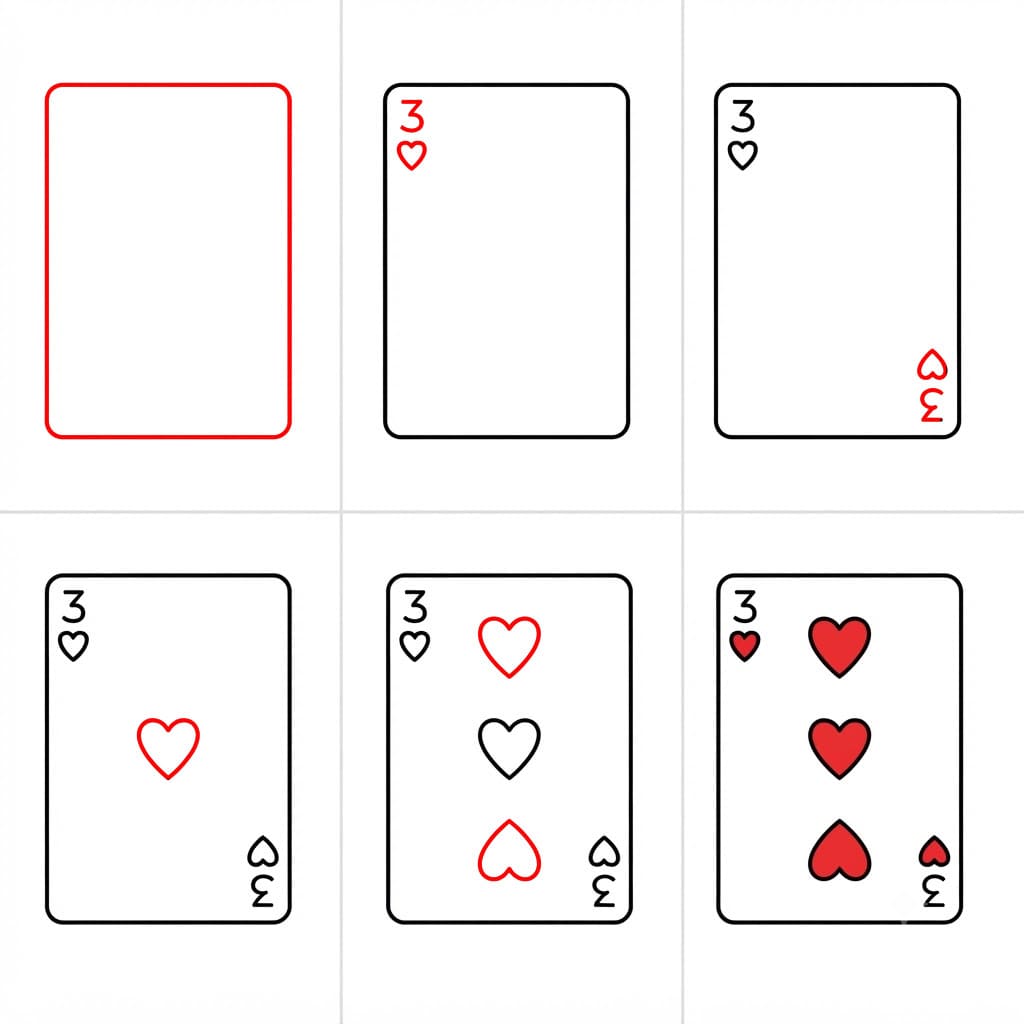 Spielkarten Eins Herz zeichnen ideen