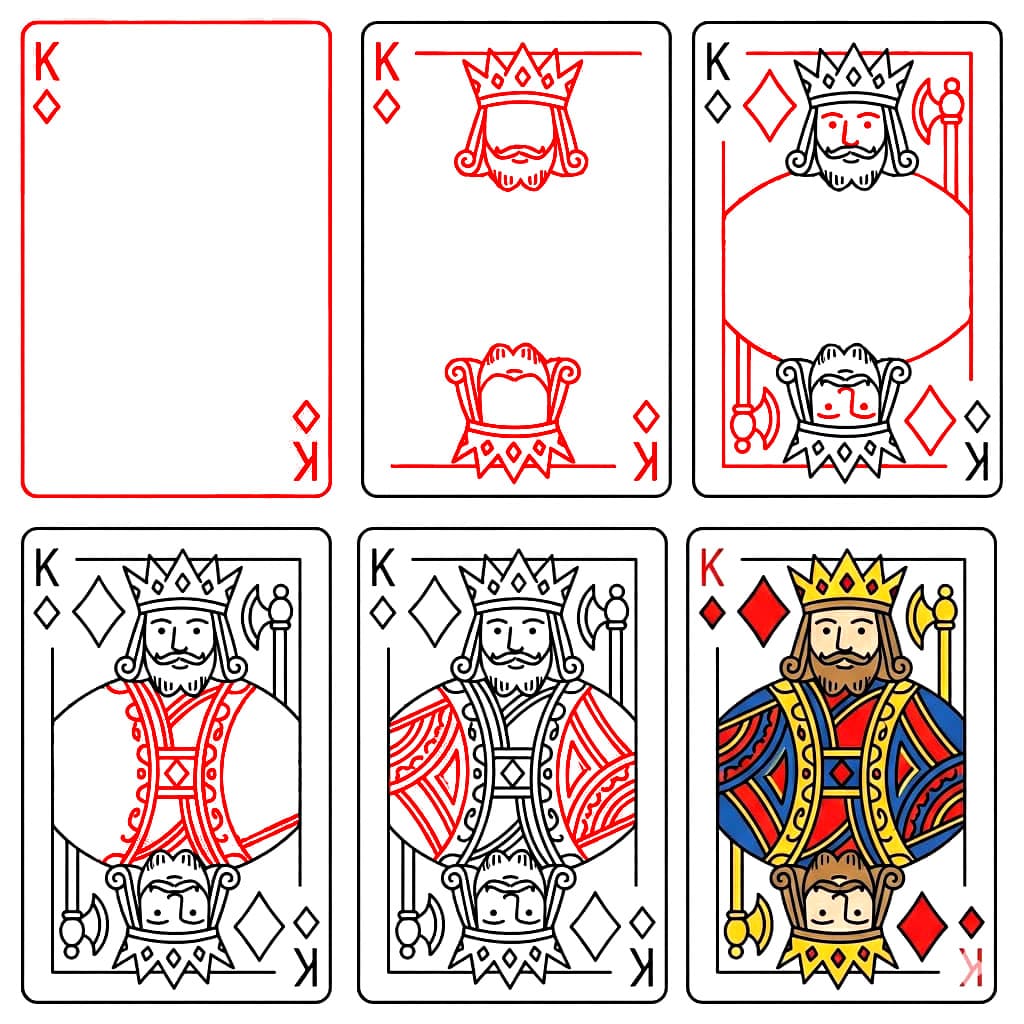 Spielkarten König Karo zeichnen ideen