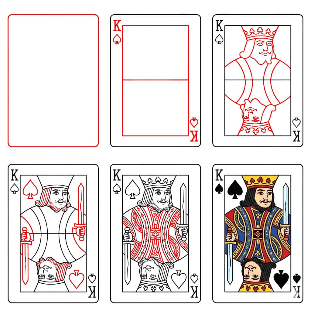 Spielkarten König Pik zeichnen ideen