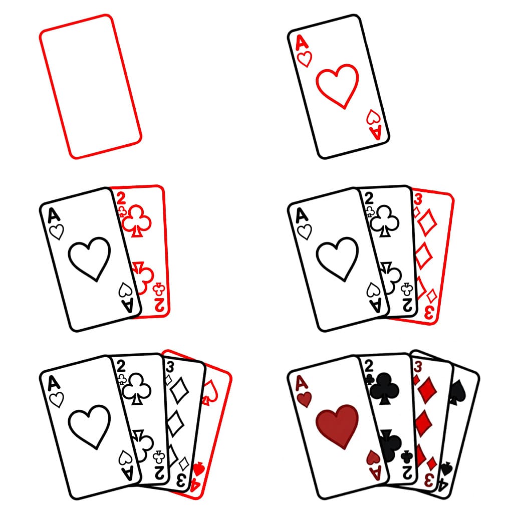 Spielkarten Reihe zeichnen ideen