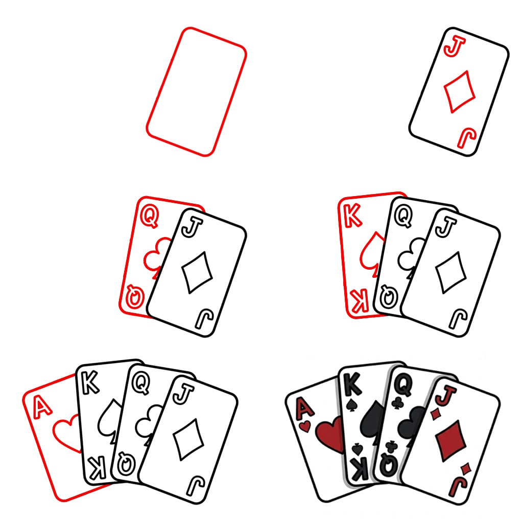 Spielkarten Stapel zeichnen ideen