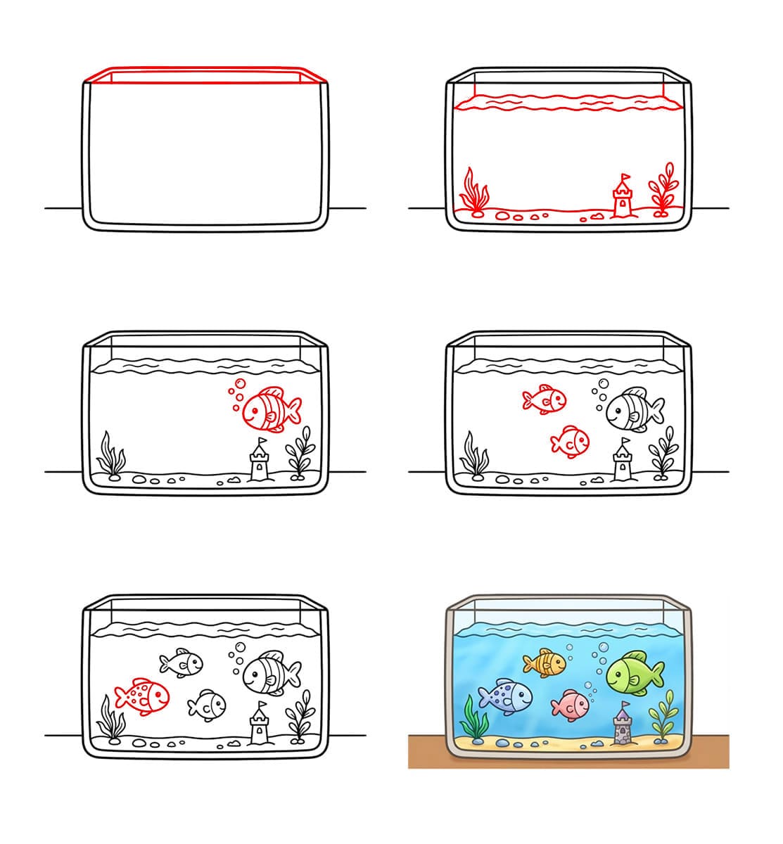 Verspieltes Aquarium zeichnen ideen