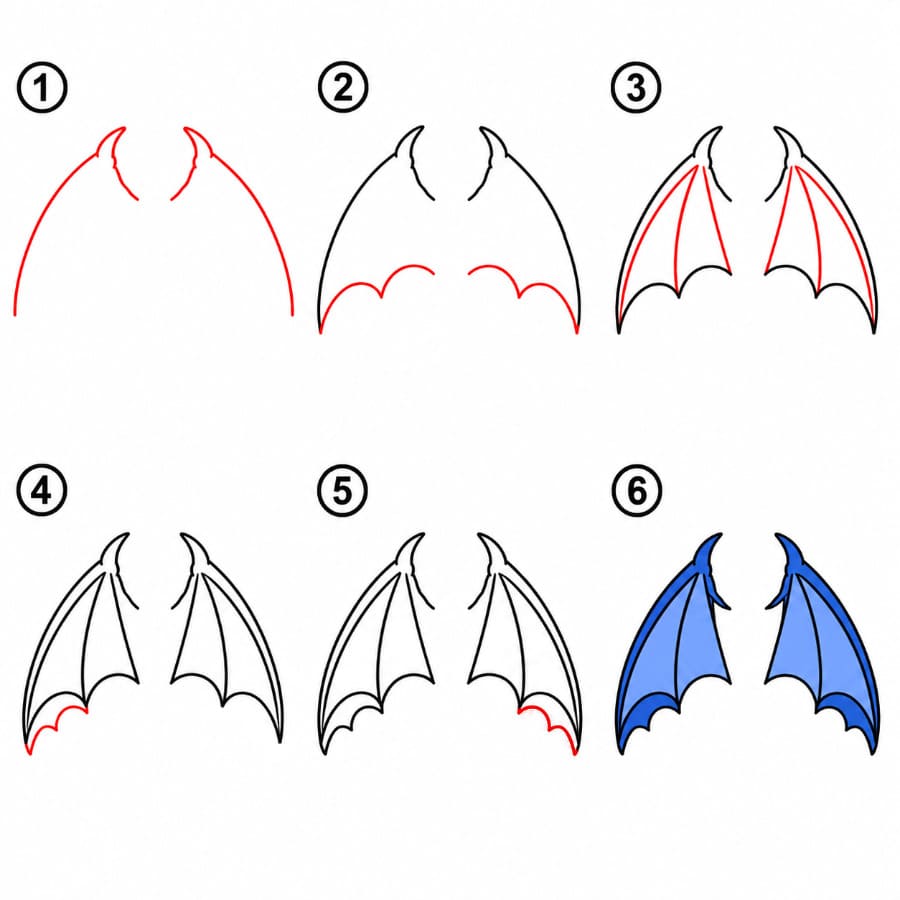 Blaue Drachenflügel zeichnen ideen