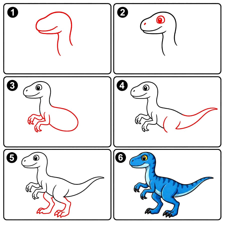 Blauer Velociraptor zeichnen ideen