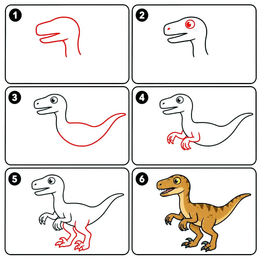 Brauner Velociraptor zeichnen ideen