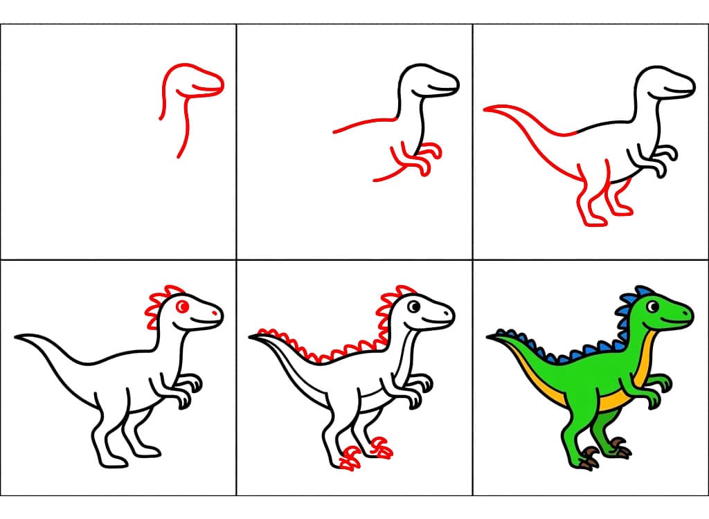 Einfacher Velociraptor zeichnen ideen