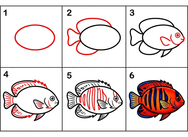Flammenkaiserfische zeichnen ideen