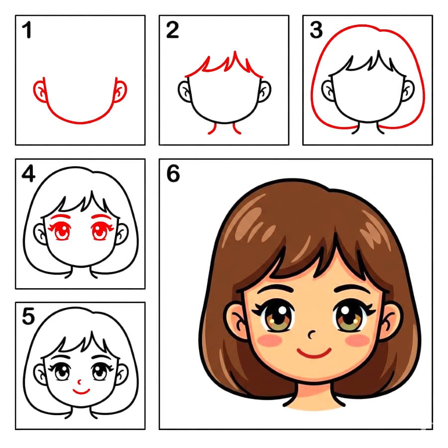Frauengesicht im Chibi-Stil zeichnen ideen