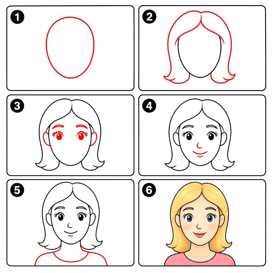 Frauengesicht mit blonden Haaren zeichnen ideen