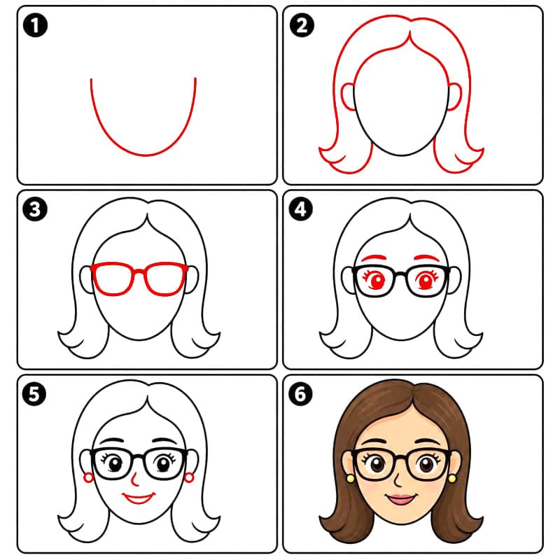Frauengesicht mit Brille zeichnen ideen