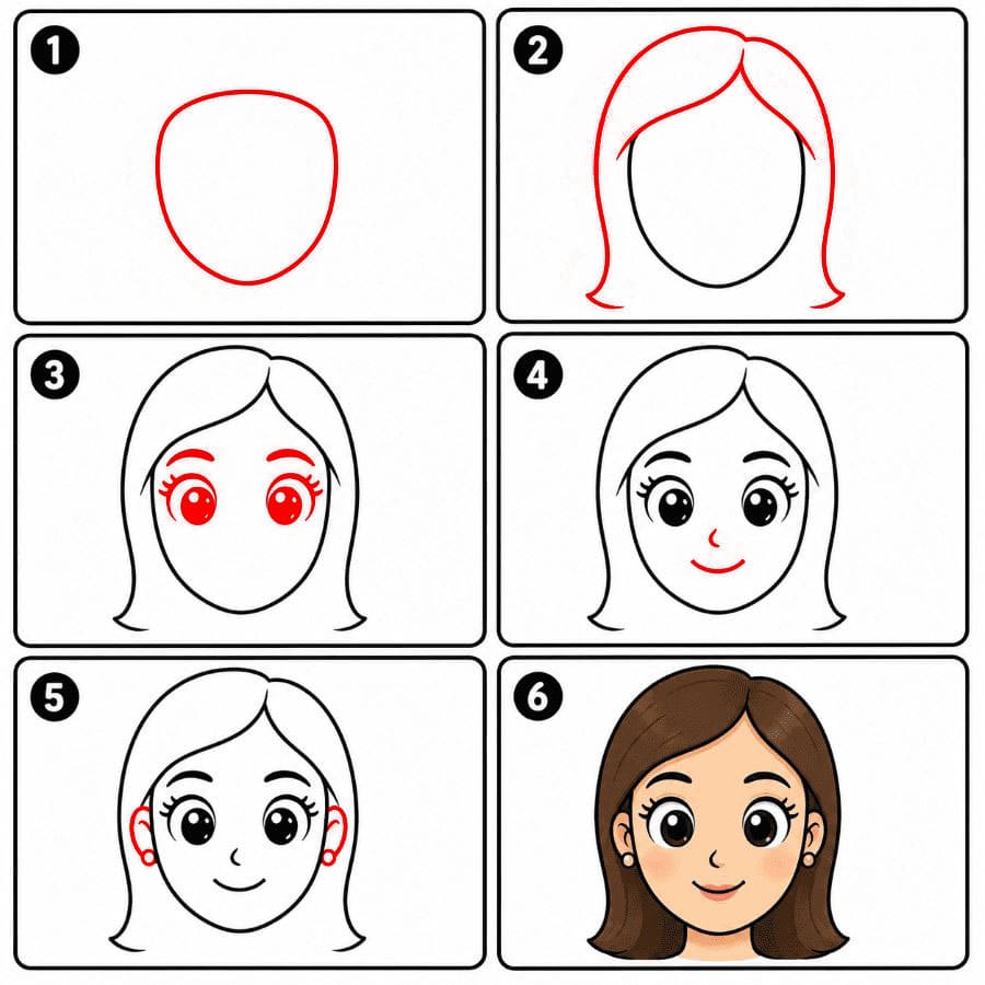 Frauengesicht mit großen Augen zeichnen ideen