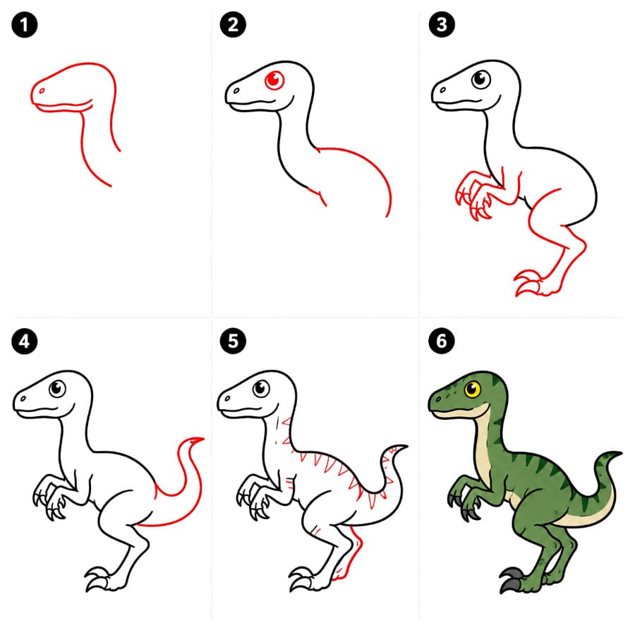 Grüner Velociraptor zeichnen ideen