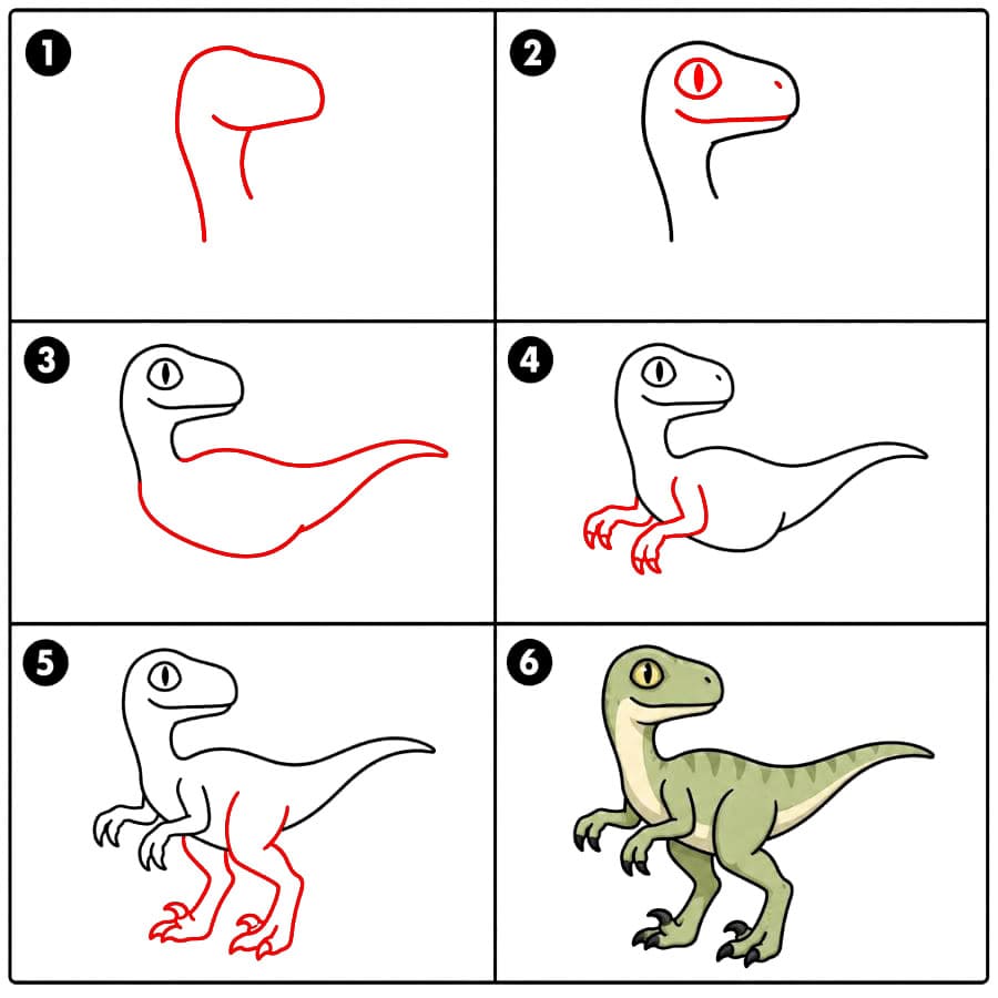 Jurassic Dinosaurier Velociraptor zeichnen ideen