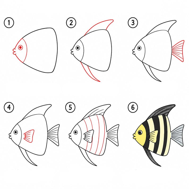 Kaiserfisch Vorlage zum Ausdrucken zeichnen ideen