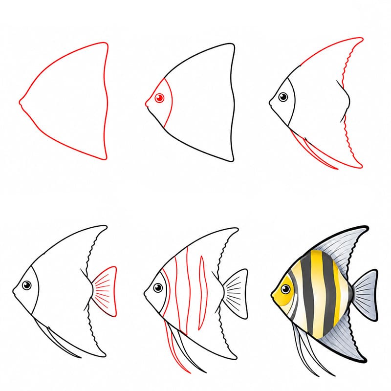 Kostenlose Kaiserfisch Vorlage zum Ausdrucken zeichnen ideen