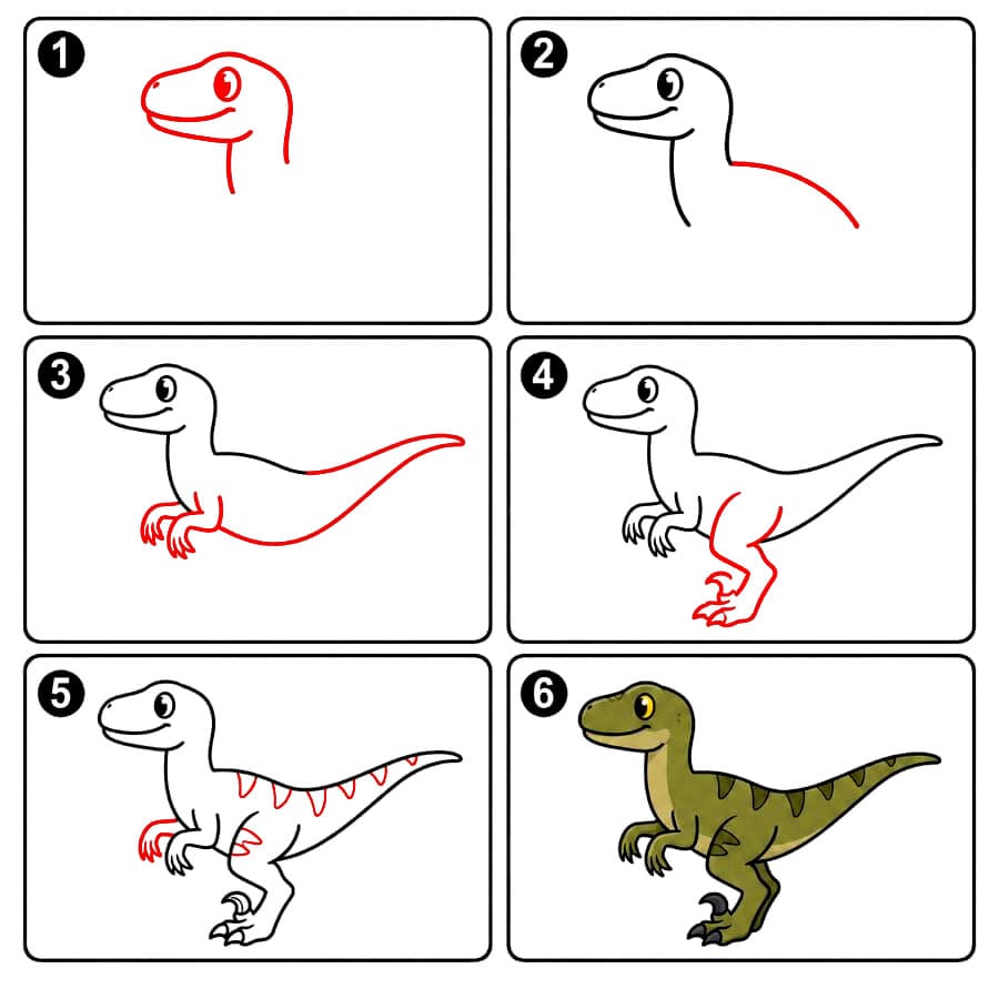 Lächelnder Velociraptor zeichnen ideen