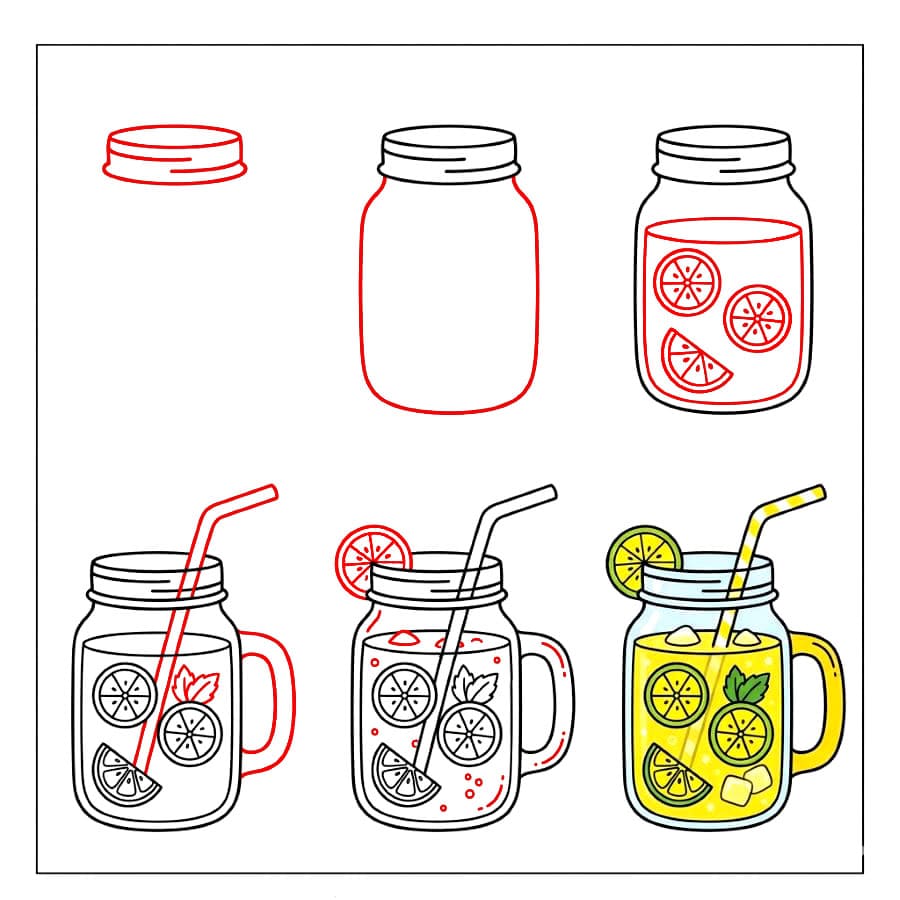 Limonade im Einmachglas zeichnen ideen