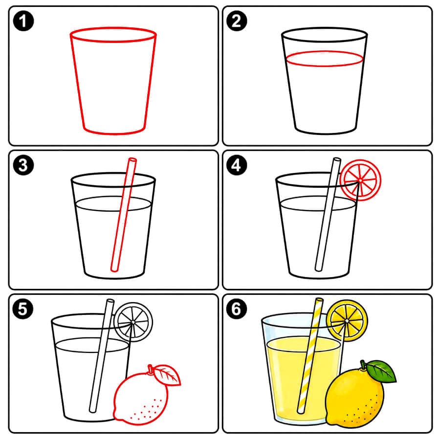 Limonadenglas mit Zitrone zeichnen ideen