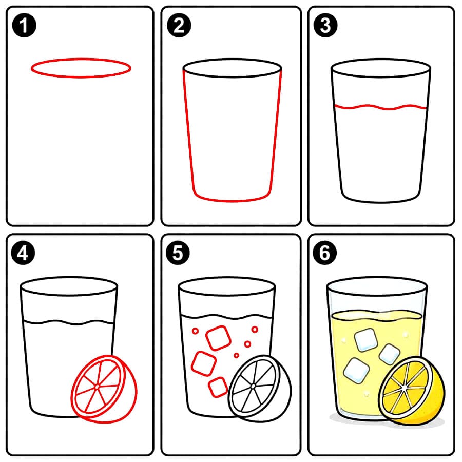 Limonadenglas und Zitrone zeichnen ideen
