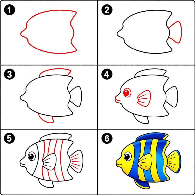 Niedliche Kaiserfische zeichnen ideen