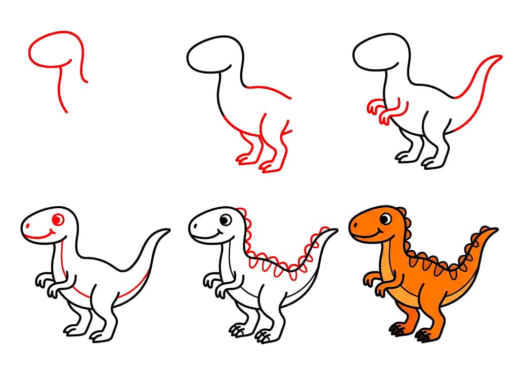 Oranger Velociraptor zeichnen ideen