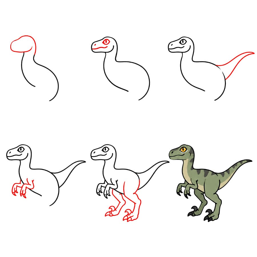 Stehender Velociraptor zeichnen ideen