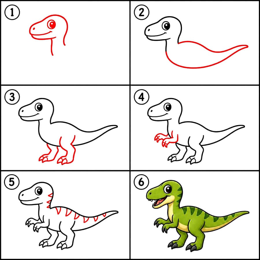 Süßer Velociraptor (kostenlos) zeichnen ideen